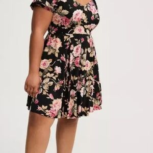 Torrid Floral Mini Challis Sckater Dress